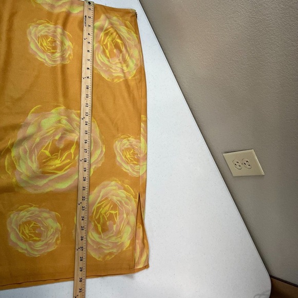 Miaou Moni Skirt Plus Size 3XL XXXL Orange Floral Print Side Slit‎ Pencil Midi - Picture 9 of 11